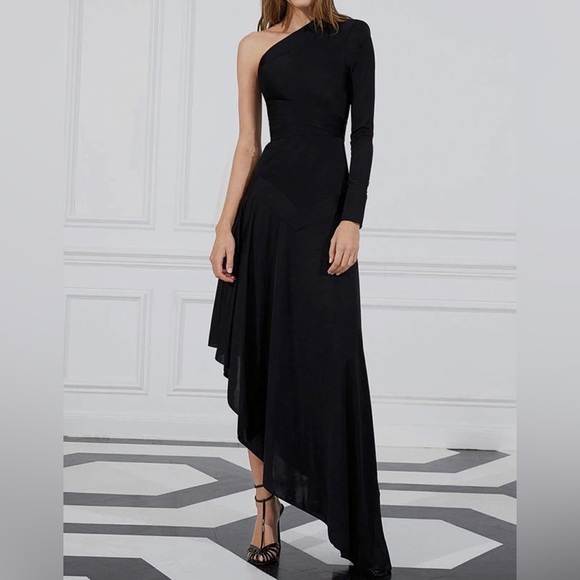 Alexis Addison One-Shoulder Asymmetric Maxi Dress Black L Grunge Party Chic Alexis Addison One-Shoulder Asymmetric Maxi Dress Black L Grunge Party Chic